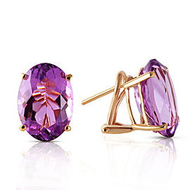 15.1 CTW 14K Solid Gold French Clips Earrings Natural Amethyst