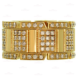 CARTIER Tank Francaise Diamond 18k Yellow Gold Large Band Ring Size 57