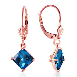 3.2 CTW 14K Solid Rose Gold Blue Topaz Simplicity Earrings