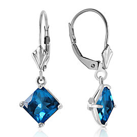 3.2 CTW 14K Solid White Gold Victoire Blue Topaz Earrings