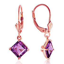 3.2 CTW 14K Solid Rose Gold Amethyst Simplicity Earrings