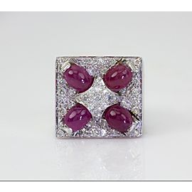 18K White Gold Diamond, Ruby Ring Size 5.5