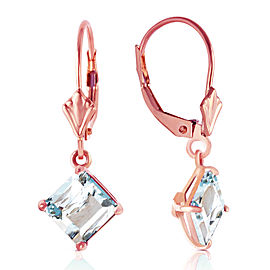 3.2 CTW 14K Solid Rose Gold Aquamarine Simplicity Earrings