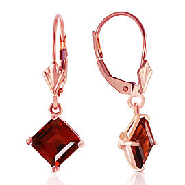 3.2 CTW 14K Solid Rose Gold Garnet Simplicity Earrings