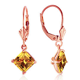 3.2 CTW 14K Solid Rose Gold Citrine Simplicity Earrings