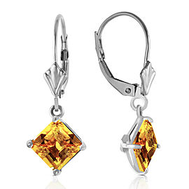 3.2 CTW 14K Solid White Gold Double Edged Citrine Earrings