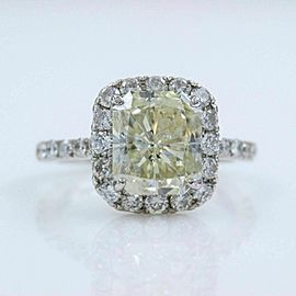 Radiant Diamond Engagement Ring Halo Design 4.61 tcw set in Platinum