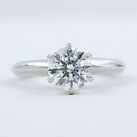 Tiffany & Co Classic Platinum Diamond Engagement Ring Round 1.23 cts G VS2