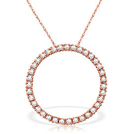 14K Solid Rose Gold Diamonds Circle Of Love Necklace