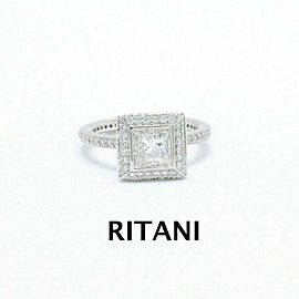 $15K Ritani Endless Love Princess Diamond Engagement Ring 1.70 ct H VS1 Platinum