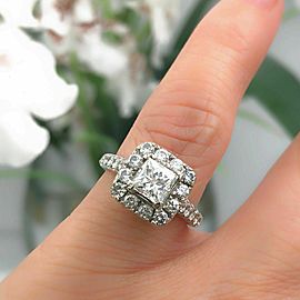 Neil Lane Diamond Engagement Ring Princess 2.00 TCW in 14K White Gold $9K Retail