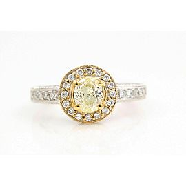 Yellow Oval Diamond Engagement Ring 0.93 tcw in 18k White Gold $12,000 Retail