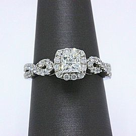 Leo Diamond Engagement Ring Princess 1.22 tcw Twist Band 14k White Gold