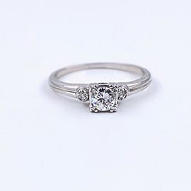 Vintage Round Diamond Engagement Ring 0.34 tcw 14kt White Gold