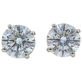 Near Colorless Round Solitaire Stud 3.06 Tcw 14k White Gold Earrings Lab Grown