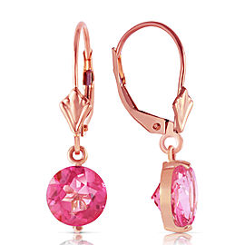 3.1 CTW 14K Solid Rose Gold Youth Pink Topaz Earrings