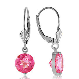 3.1 CTW 14K Solid White Gold Pink Fun Pink Topaz Earrings