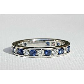 Tiffany & Co Diamond Sapphire Full Circle Eternity Wedding Band Ring in Platinum