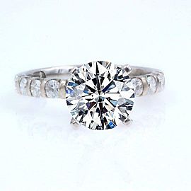 LEO Diamond Engagement Ring Solitaire Diamond Band 14k White Gold Semi Mount