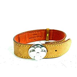 Louis Vuitton Monogram Fleur Vachetta Bracelet Cuff Bangle 14LV610