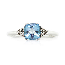 14K White Gold Topaz, Diamond Ring