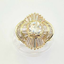 3.18tcw Round and Baguette Diamond Ballerina Ring in 14kt Yellow Gold