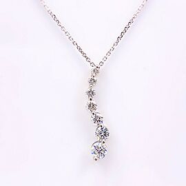 Diamond Journey Pendant 1.00 CT Necklace 14K White Gold