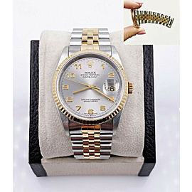 Rolex Datejust 16233 Silver Arabic Dial 18K Yellow Gold Stainless Steel