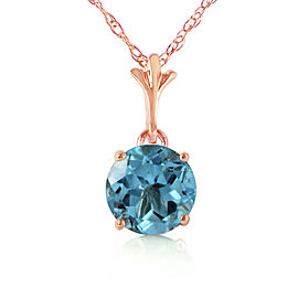 1.15 CTW 14K Solid Rose Gold Single Round Blue Topaz Necklace