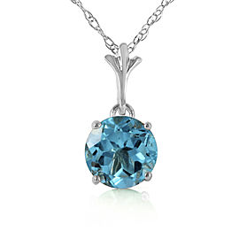 1.15 CTW 14K Solid White Gold Think Again Blue Topaz Necklace