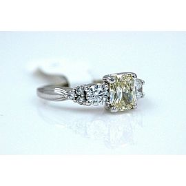 Light Yellow Cushion Diamond Engagement Ring 1.51ct 14k White Gold $12,000 Value