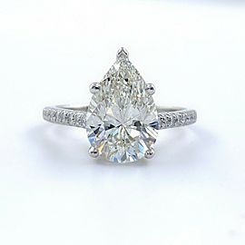 Tiffany & Co NOVO Pear Shape Diamond 2.88 tcw Engagement Ring PLAT Papers Box