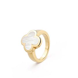 Van Cleef & Arpels Pure Alhambra Mother of Pearl 18kt Yellow Gold Ring COA