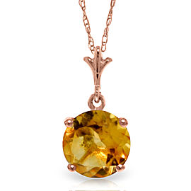 1.15 CTW 14K Solid Rose Gold Single Round Citrine Necklace