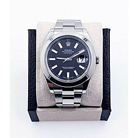 Rolex 116300 Datejust 41 Black Index Dial Stainless Steel Box Papers 2015