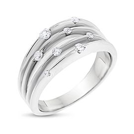 10k White Gold 0.25ct. Scattered Diamond Multi-Row Ring Size 7