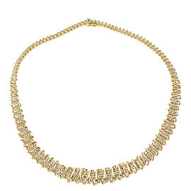 Round Brilliant Diamonds 4.00 tcw 10K Yellow Gold Bar Necklace