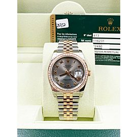 Rolex Datejust 116231 Silver Dial 18K Rose Gold Diamond