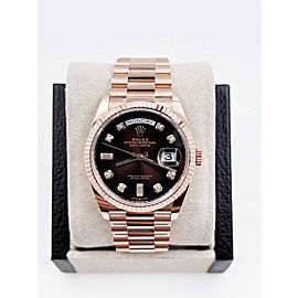 BRAND NEW Rolex President 128235 Brown Ombre Diamond 18K Rose Gold