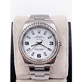 Rolex Air King 114200 White Dial Diamond Bezel Stainless Steel