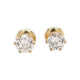 Round Brilliant Diamond 1.00 tcw Stud Earrings in 14kt Yellow Gold