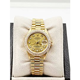 Rolex Ladies President Diamond Dial Bezel 18K Yellow Gold