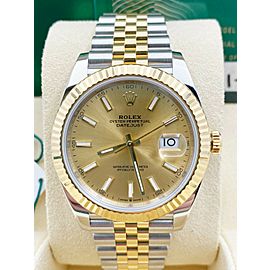 Rolex Datejust 41 Champagne Dial 18k Yellow Gold Steel Box Papers 2020