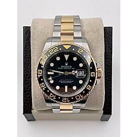 Rolex GMT Master II Black Dial 18K Yellow Gold Stainless Steel Box Paper