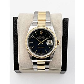 Rolex Datejust Black Dial 18K Yellow Gold Stainless Steel