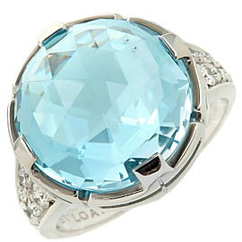 Auth BVLGARI Parentesi Ring Blue Topaz Diamond White Gold US6-6.5 EU52 Used F/S