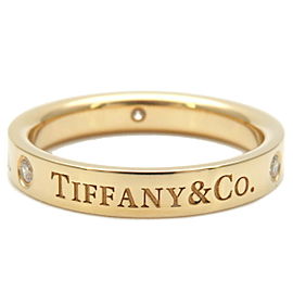 Auth Tiffany&Co. Flat Band 3P Diamond Ring Yellow Gold US4.5-5 EU49 Used F/S