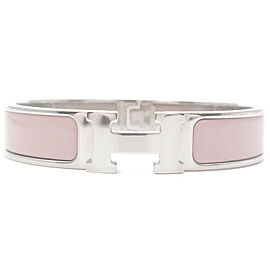 Authentic HERMES Clic Clac PM H Logo Bangle Bracelet Silver Pink Used F/S