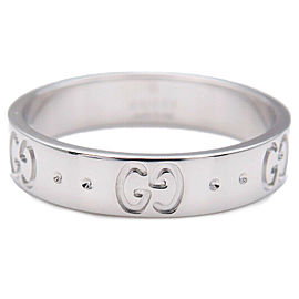 Authentic GUCCI ICON Ring K18 750WG White Gold #13 US6-6.5 HK14 EU53 Used F/S