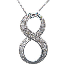 Authentic NOMBRE ALPHA Number "8" Diamond Necklace 0.19ct White Gold Used F/S